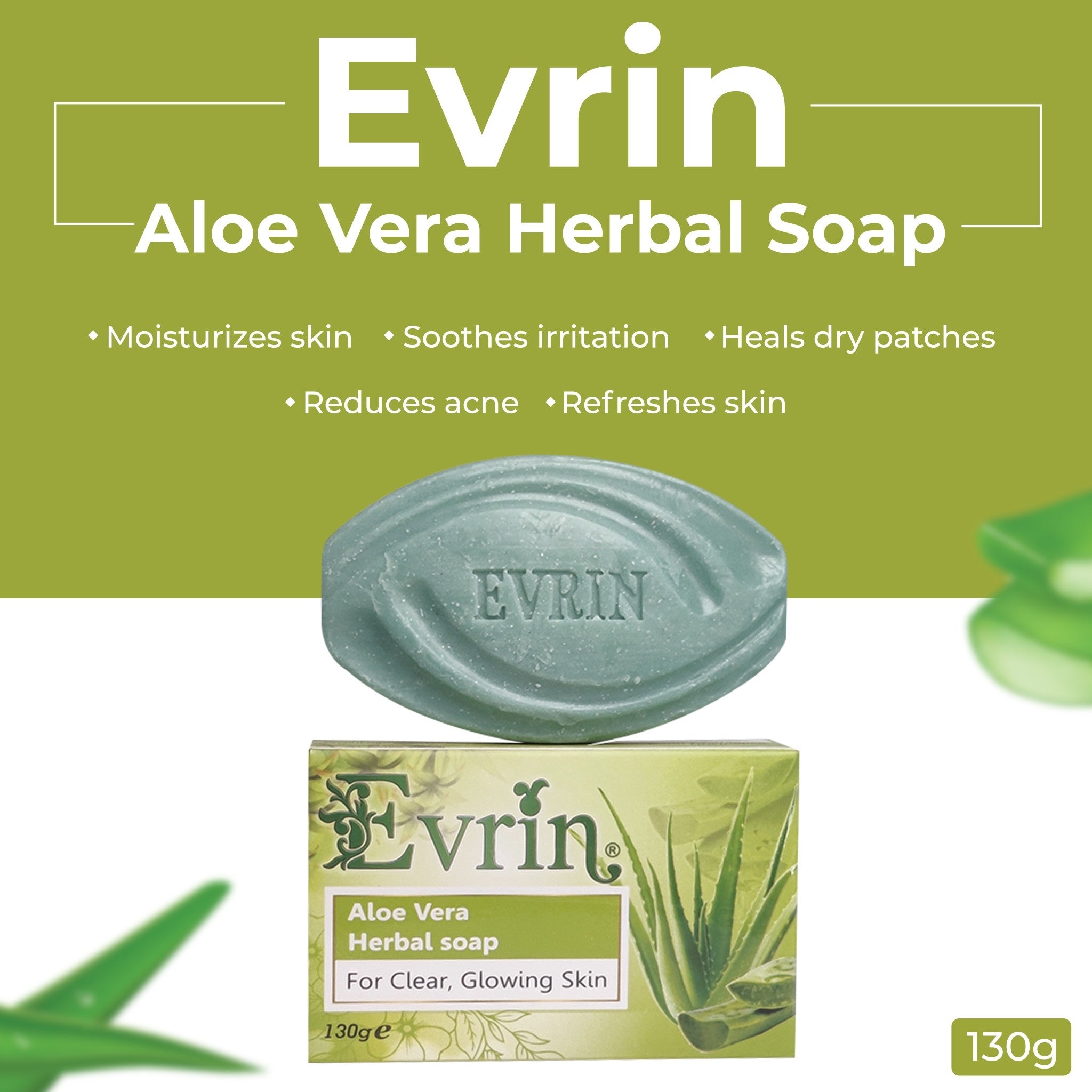 Evrin Aloe Vera Herbal Soap – For Clear, Glowing Skin
